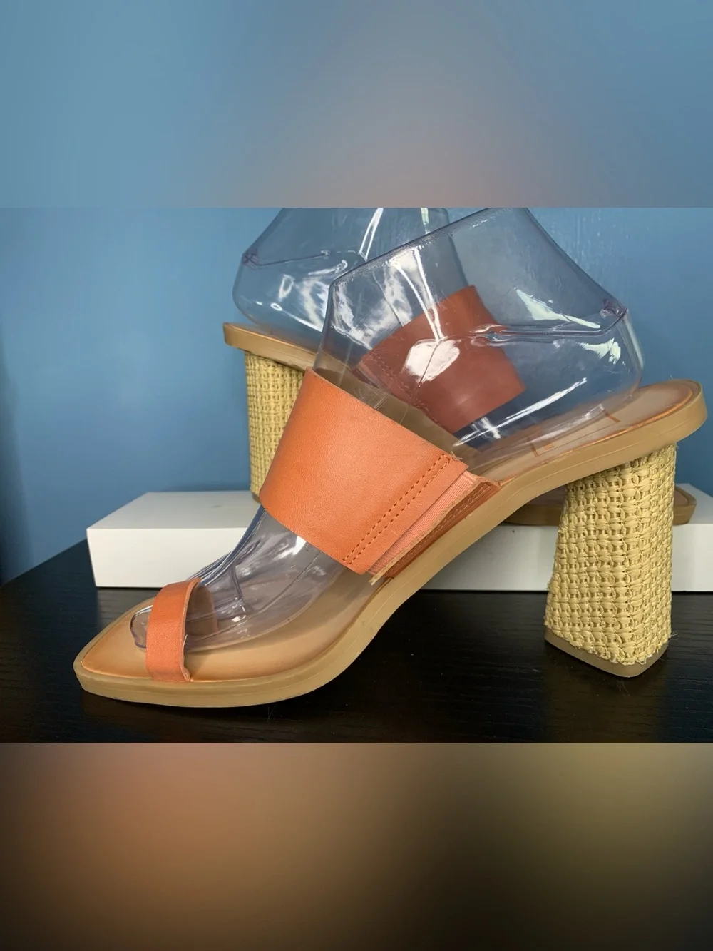 Dolce Vita Peach & Raffia Slide Sandal with Heel